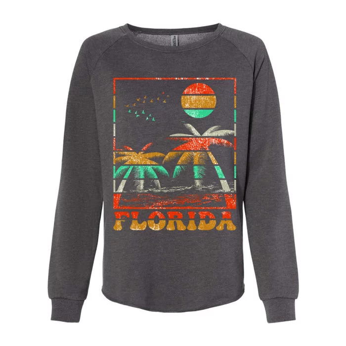 Retro Florida Palm Trees Womens California Wash Sweatshirt