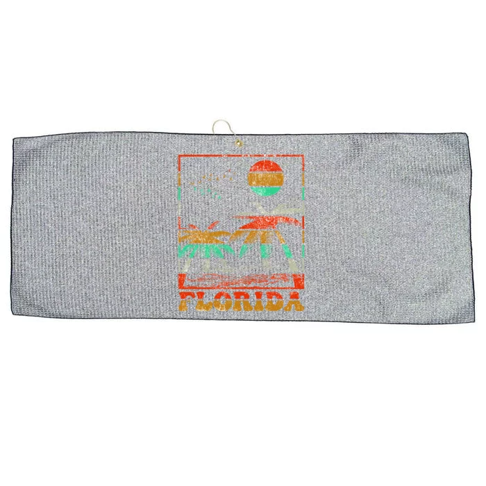 Retro Florida Palm Trees Large Microfiber Waffle Golf Towel