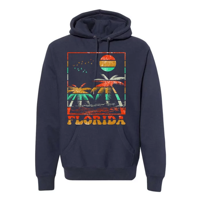 Retro Florida Palm Trees Premium Hoodie