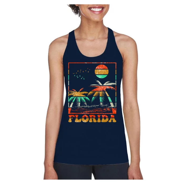 Retro Florida Palm Trees Women's Racerback Tank