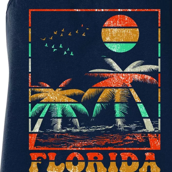 Retro Florida Palm Trees Women's Racerback Tank