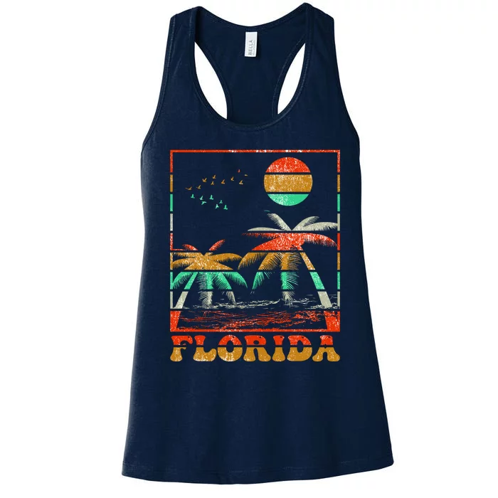 Retro Florida Palm Trees Women's Racerback Tank