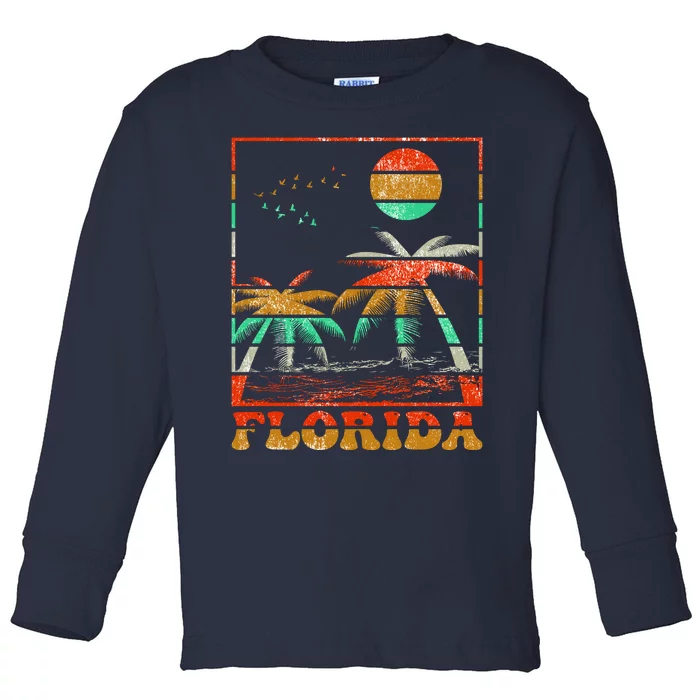 Retro Florida Palm Trees Toddler Long Sleeve Shirt