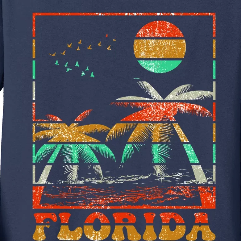 Retro Florida Palm Trees Kids Long Sleeve Shirt