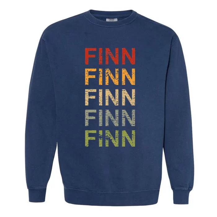 Retro Finn Personalized Finn Name Boy Man Finn Garment-Dyed Sweatshirt