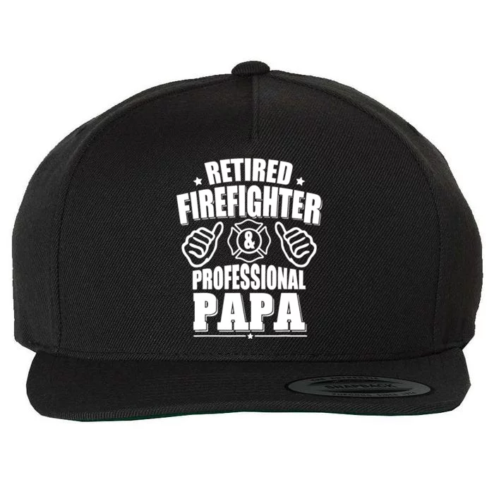 Retired Firefighter & Papa Retirement Gift Wool Snapback Cap