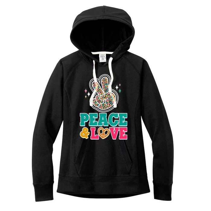 Retro Flower Power Peace And Love Women's Fleece Hoodie