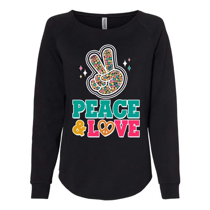 Retro Flower Power Peace And Love Womens California Wash Sweatshirt