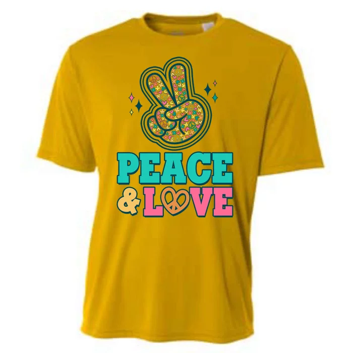 Retro Flower Power Peace And Love Cooling Performance Crew T-Shirt