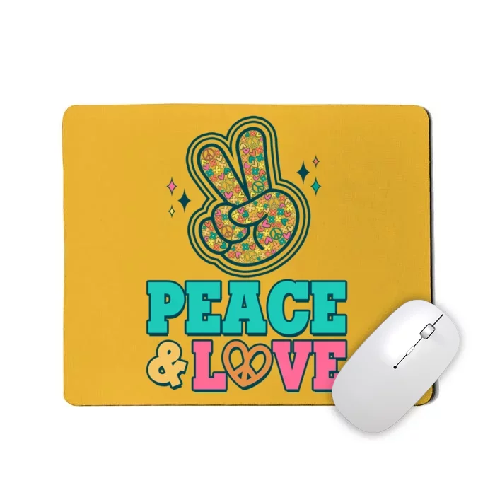 Retro Flower Power Peace And Love Mousepad