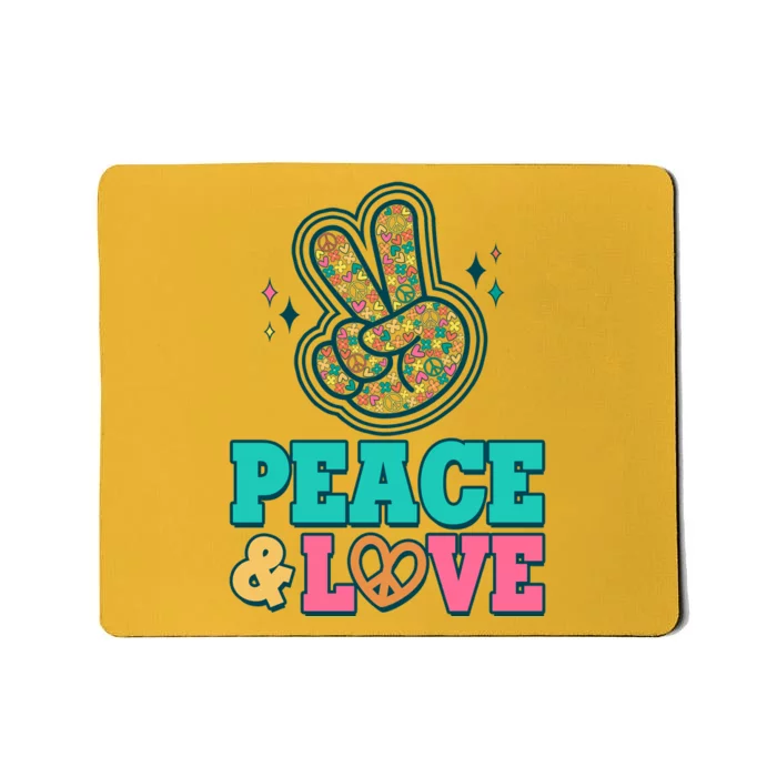 Retro Flower Power Peace And Love Mousepad