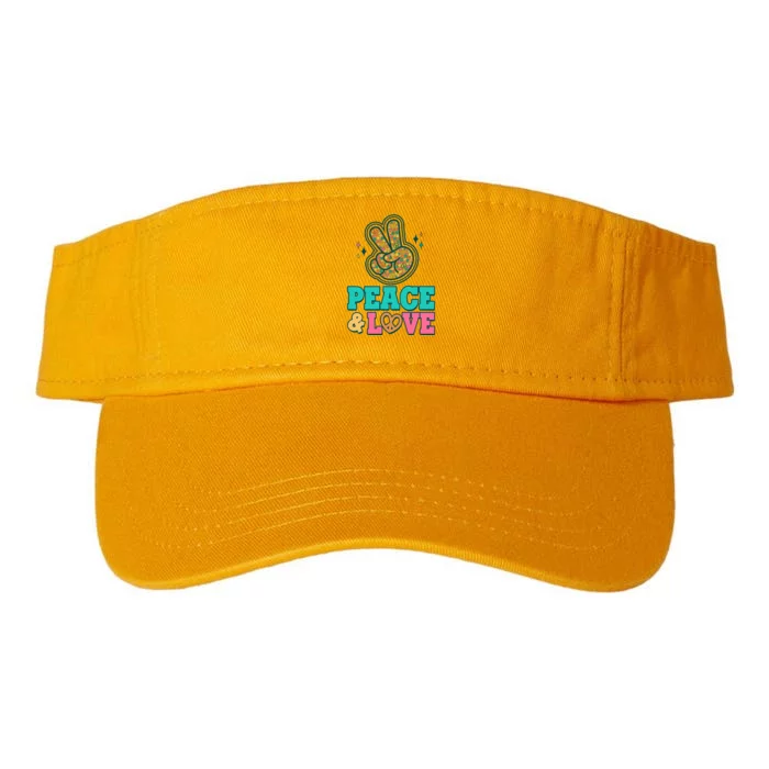 Retro Flower Power Peace And Love Valucap Bio-Washed Visor