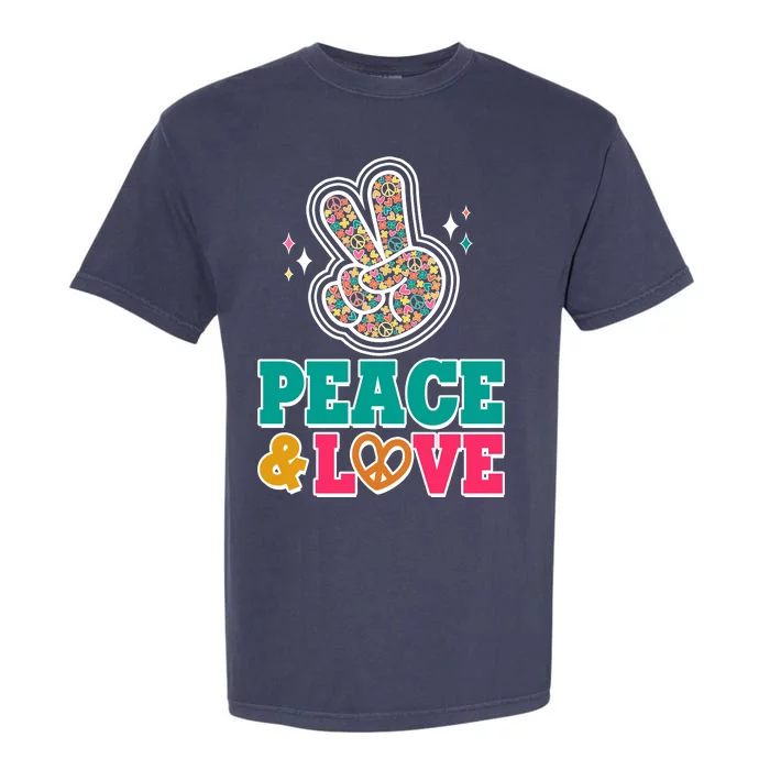 Retro Flower Power Peace And Love Garment-Dyed Heavyweight T-Shirt