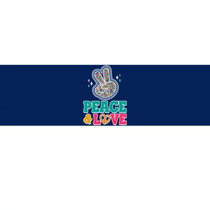 Retro Flower Power Peace And Love Bumper Sticker