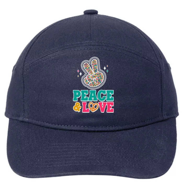 Retro Flower Power Peace And Love 7-Panel Snapback Hat