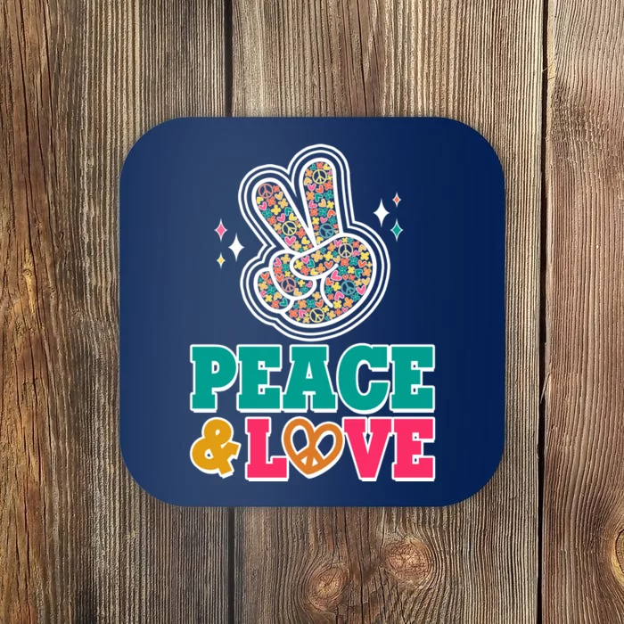 Retro Flower Power Peace And Love Coaster