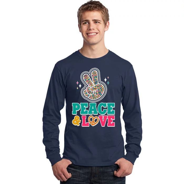 Retro Flower Power Peace And Love Tall Long Sleeve T-Shirt