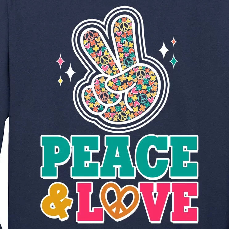 Retro Flower Power Peace And Love Tall Long Sleeve T-Shirt