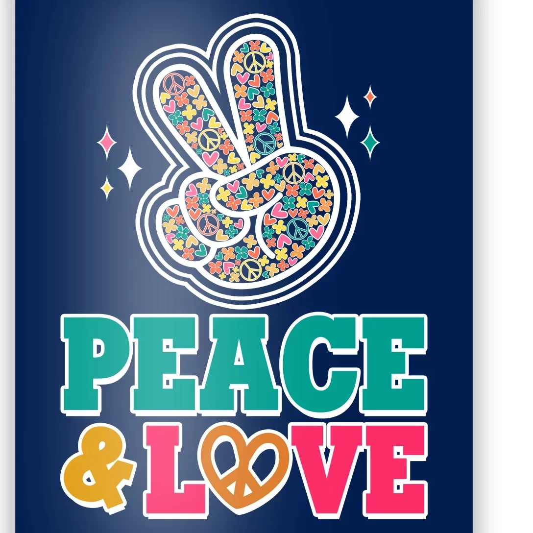 Retro Flower Power Peace And Love Poster