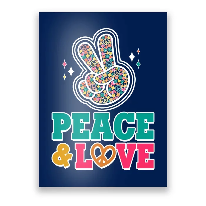 Retro Flower Power Peace And Love Poster