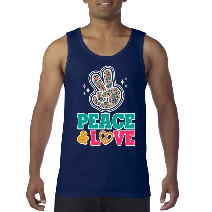 Retro Flower Power Peace And Love Tank Top