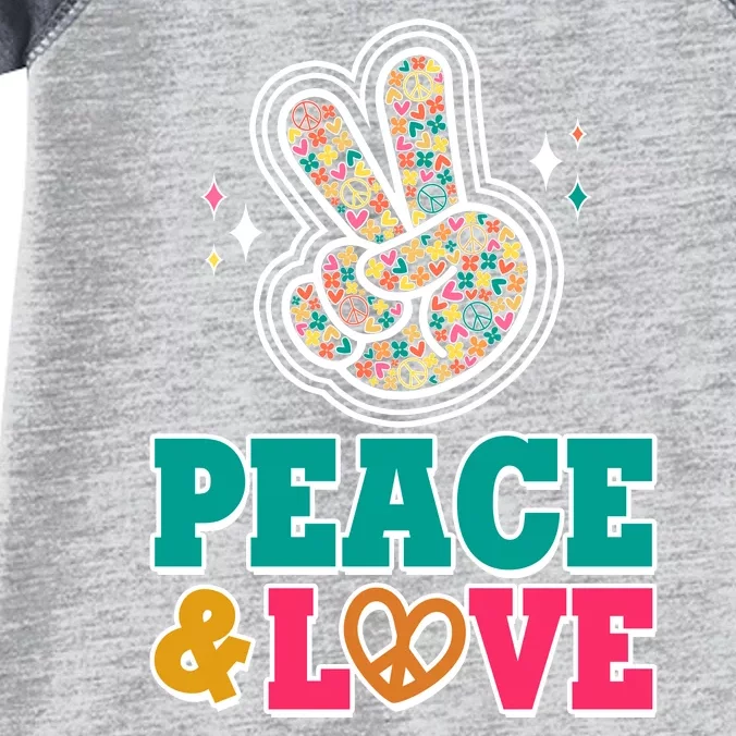 Retro Flower Power Peace And Love Infant Baby Jersey Bodysuit