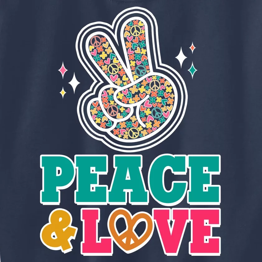 Retro Flower Power Peace And Love Kids Sweatshirt