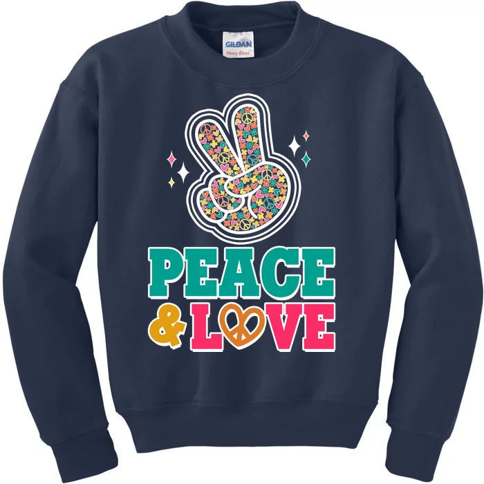 Retro Flower Power Peace And Love Kids Sweatshirt