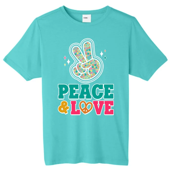 Retro Flower Power Peace And Love ChromaSoft Performance T-Shirt