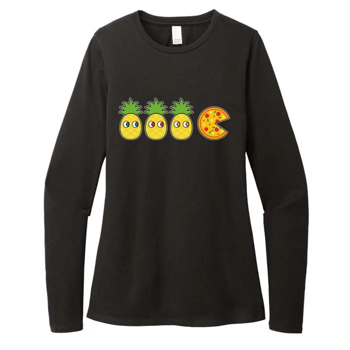 Retro Funny Pineapple Pizza Video Game Womens CVC Long Sleeve Shirt