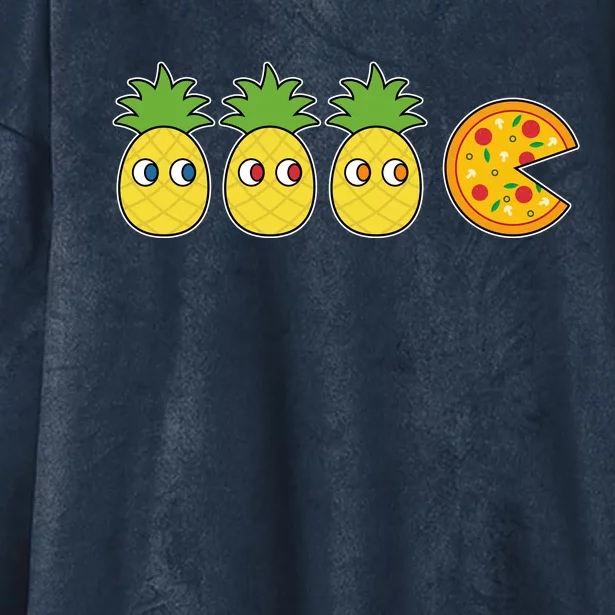 Retro Funny Pineapple Pizza Video Game Hooded Wearable Blanket