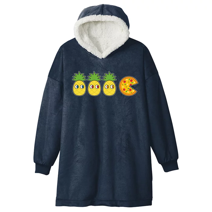 Retro Funny Pineapple Pizza Video Game Hooded Wearable Blanket