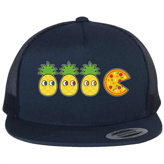 Retro Funny Pineapple Pizza Video Game Flat Bill Trucker Hat