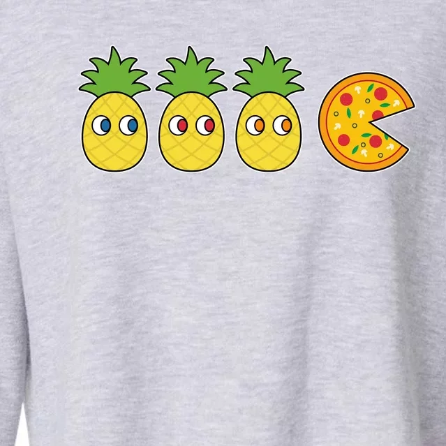 Retro Funny Pineapple Pizza Video Game Cropped Pullover Crew