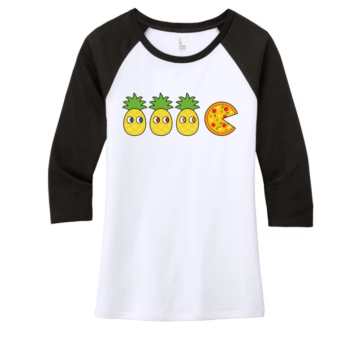 Retro Funny Pineapple Pizza Video Game Women's Tri-Blend 3/4-Sleeve Raglan Shirt