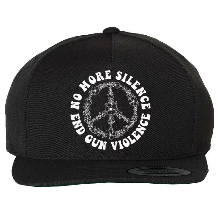 Retro Floral Peace Sign NoMore Silence End Gun Violence Wool Snapback Cap