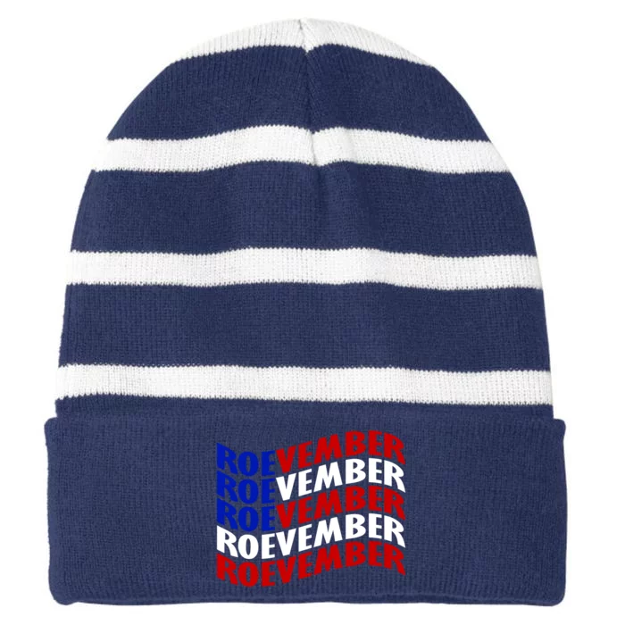 Roevember Feminist Pro Choice November Striped Beanie with Solid Band