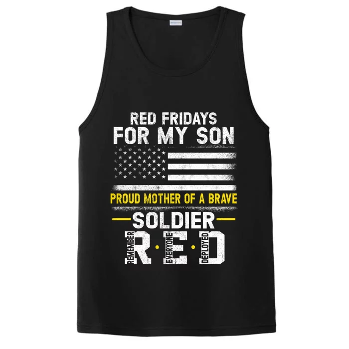 Red Friday Proud Mother Of Military Soldier Son Performance Tank