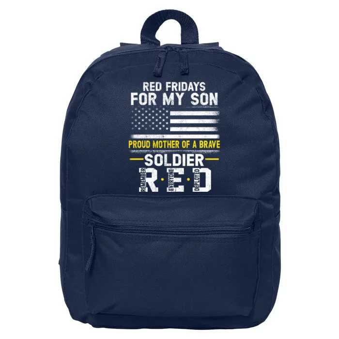 Red Friday Proud Mother Of Military Soldier Son 16 in Basic Backpack