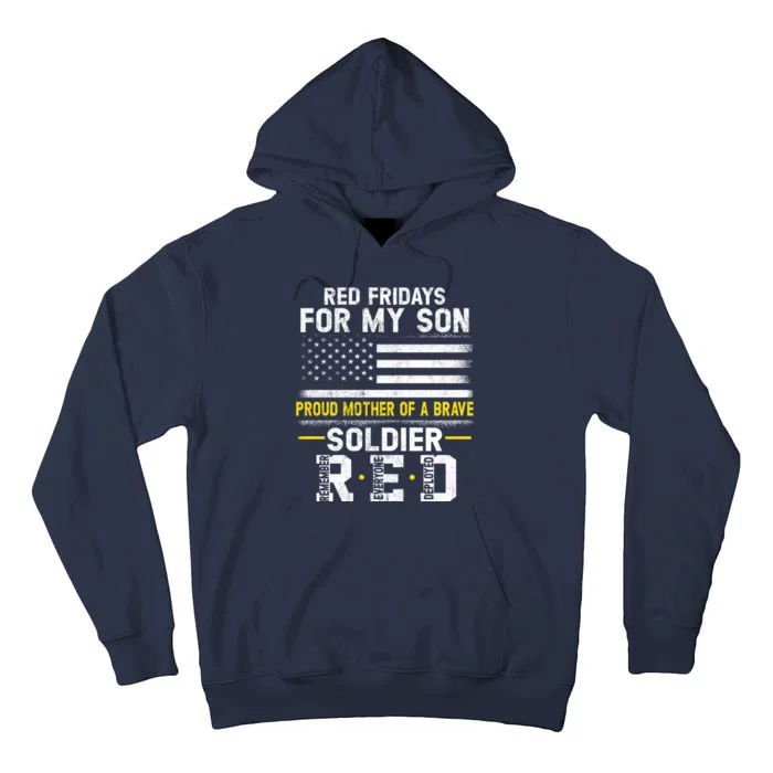 Red Friday Proud Mother Of Military Soldier Son Tall Hoodie