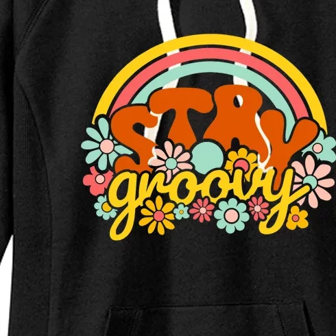 Retro Flowers Peace Stay Groovy Positive Mind Happy Life Women's Fleece Hoodie