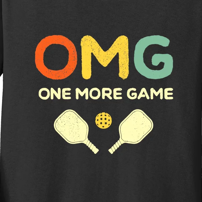 Retro Funny Pickleball Lover One More Game Omg Pickle Ball Gift Kids Long Sleeve Shirt