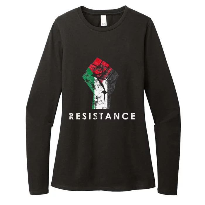 Raised Fist Palestine Flag Save Gaza Womens CVC Long Sleeve Shirt