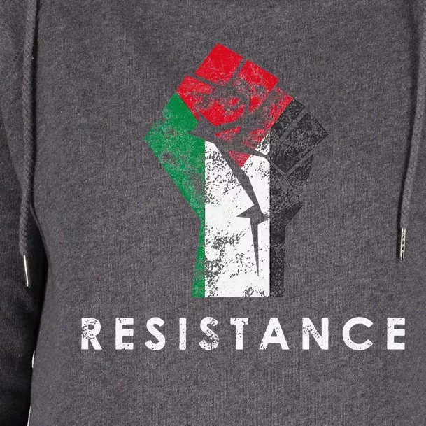 Raised Fist Palestine Flag Save Gaza Womens Funnel Neck Pullover Hood