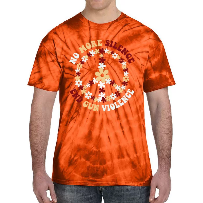 Retro Floral Peace Sign NoMore Silence End Gun Violence Tie-Dye T-Shirt