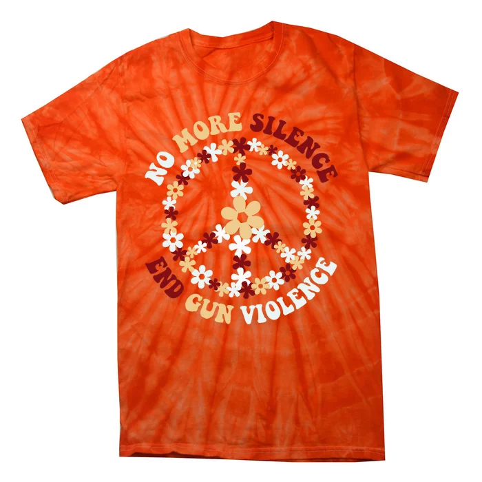 Retro Floral Peace Sign NoMore Silence End Gun Violence Tie-Dye T-Shirt