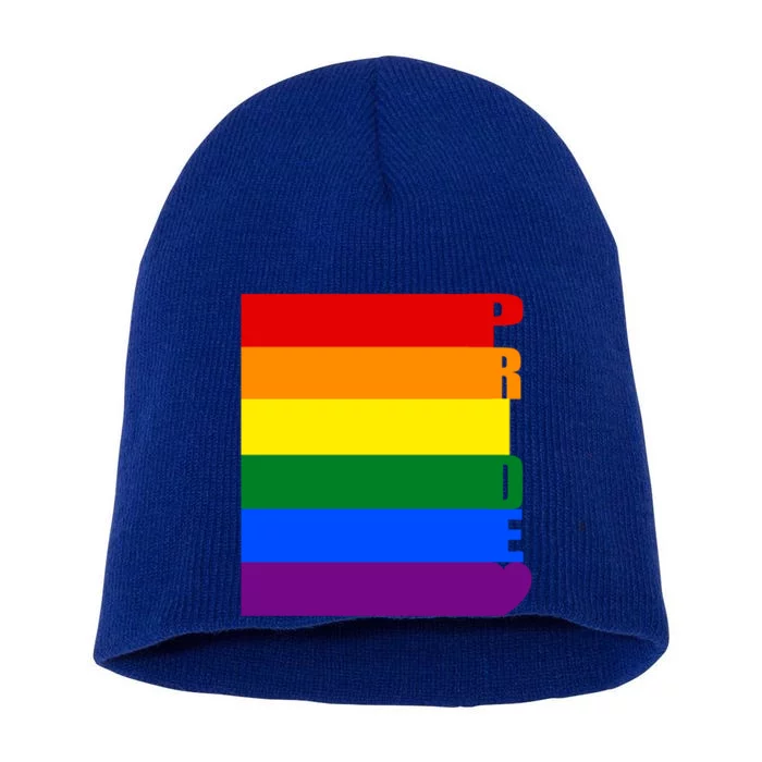 Rainbow Flag Pride Gift Short Acrylic Beanie