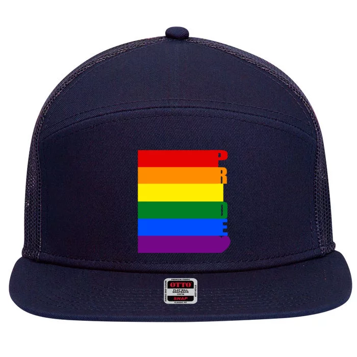 Rainbow Flag Pride Gift 7 Panel Mesh Trucker Snapback Hat