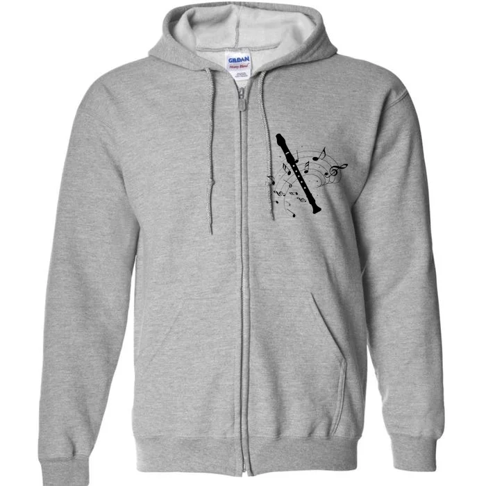 Recorder Flute Player Teacher Full Zip Hoodie