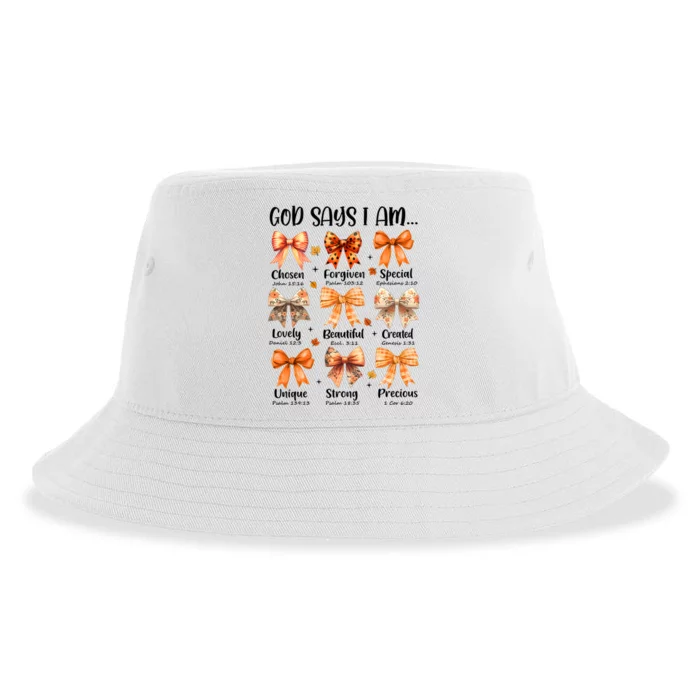 Retro Fall Pumpkin Bow God Says You Are Sustainable Bucket Hat